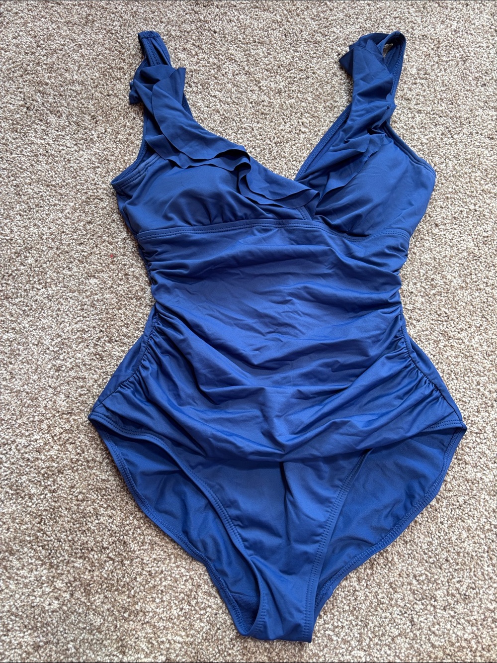 Ralph Lauren Royal Blue Ruffled One-Piece Swimsuit